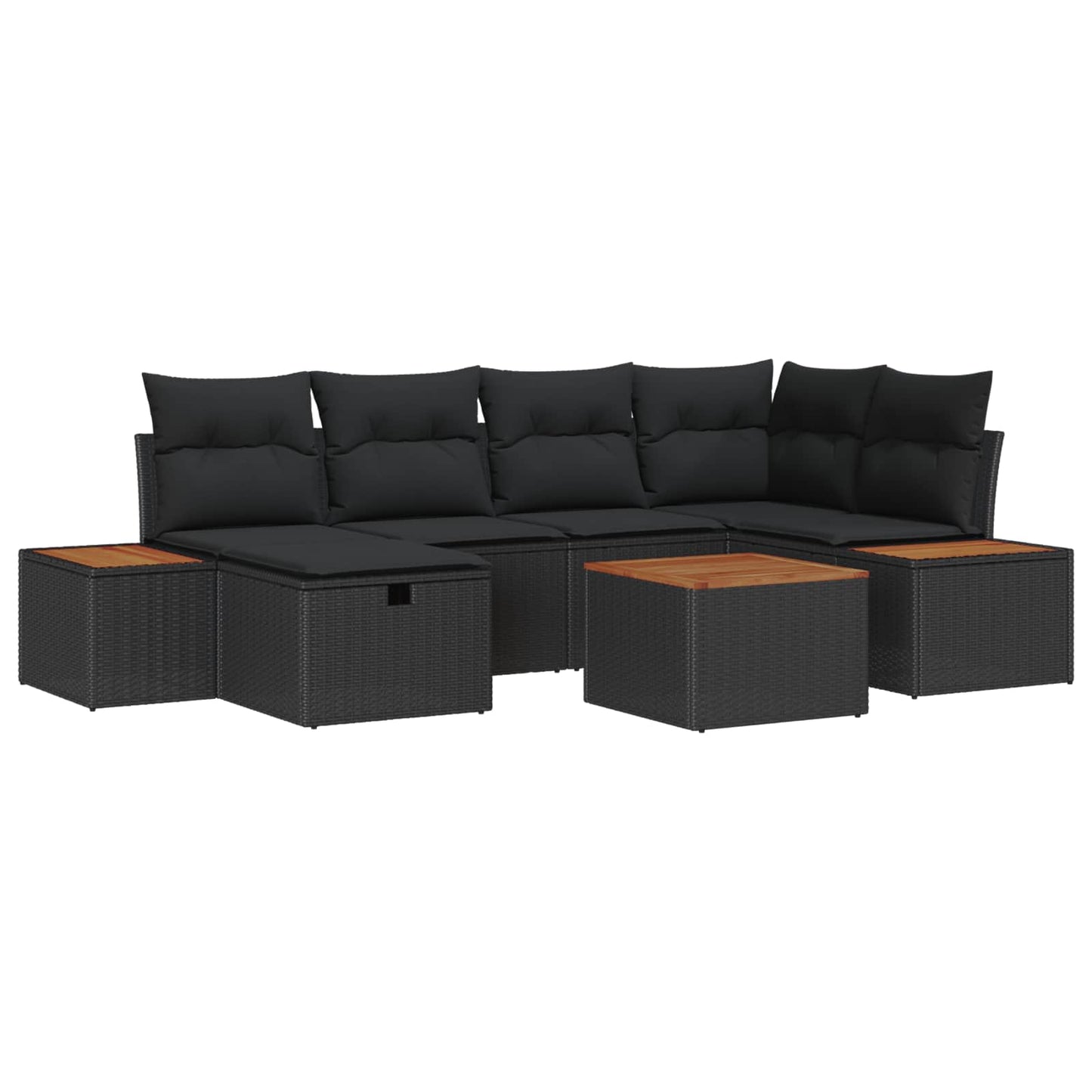 Set Divano da Giardino 7 pz Nero polyrattan | homemem39