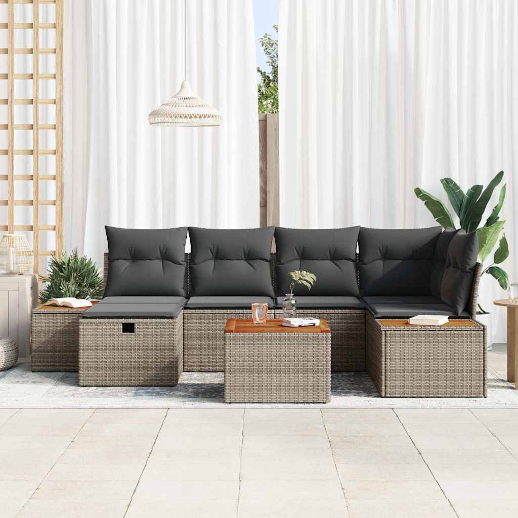 Set Divano da Giardino 7 pz Grigio polyrattan | homemem39