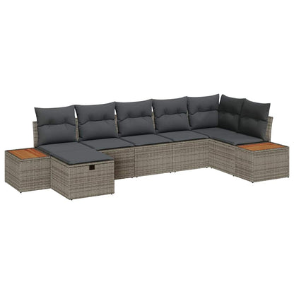 Set Divano da Giardino con cuscino 7 pcs Grigio Poly Rattan | homemem39