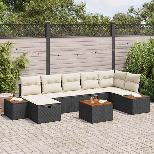 Set Divano da Giardino 8 pz Nero polyrattan | homemem39