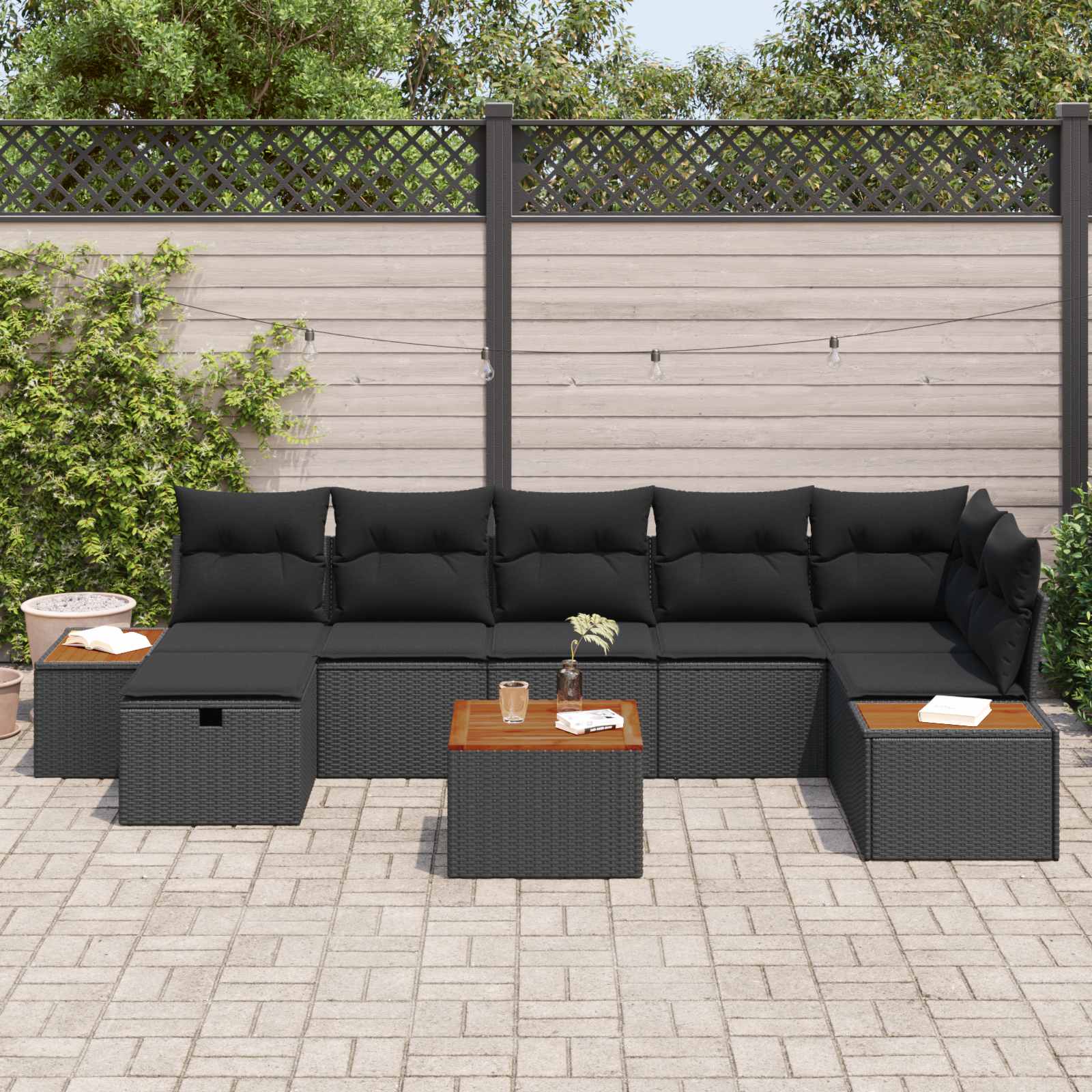 Set Divano da Giardino 8 pz Nero polyrattan | homemem39