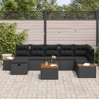 Set Divano da Giardino 8 pz Nero polyrattan | homemem39