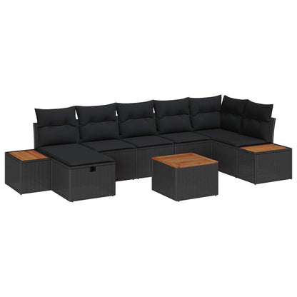 Set Divano da Giardino 8 pz Nero polyrattan | homemem39