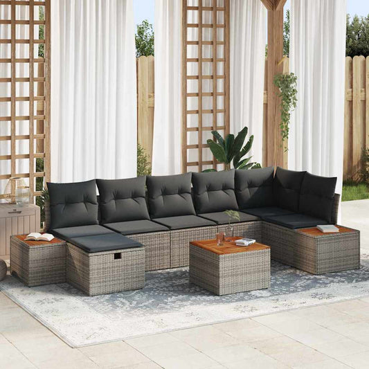 Set Divano da Giardino 8 pz Grigio polyrattan | homemem39