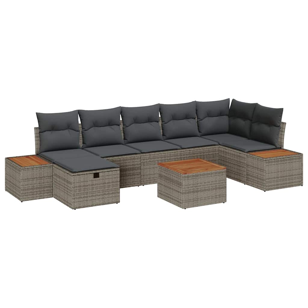 Set Divano da Giardino 8 pz Grigio polyrattan | homemem39
