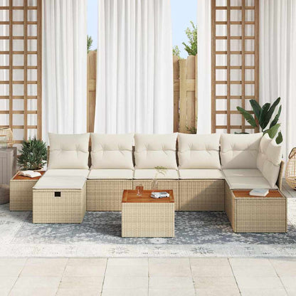 Set Divano da Giardino 8 pz Beige polyrattan