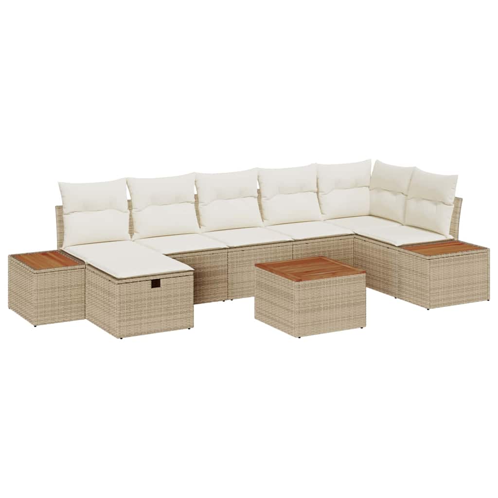 Set Divano da Giardino 8 pz Beige polyrattan