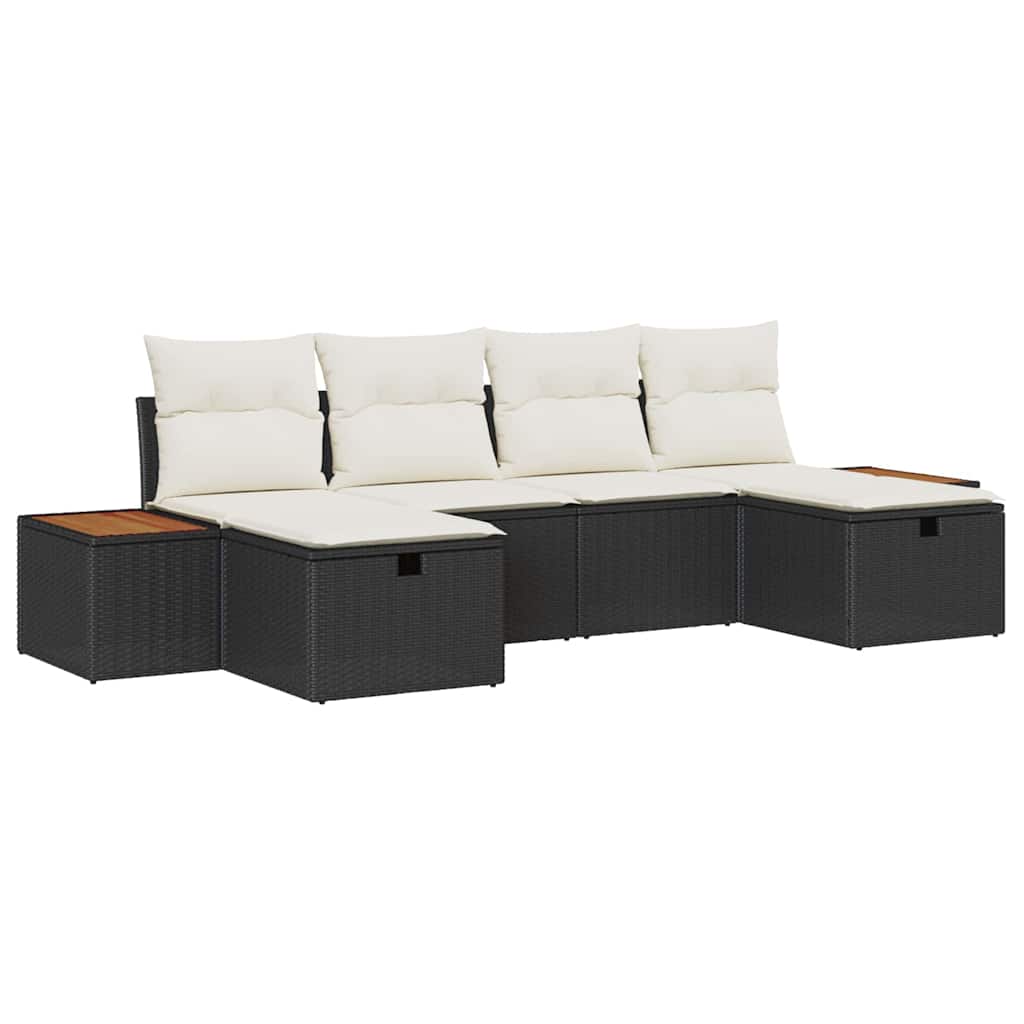 Set Divano da Giardino 6 pz Nero polyrattan | homemem39