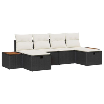 Set Divano da Giardino 6 pz Nero polyrattan | homemem39
