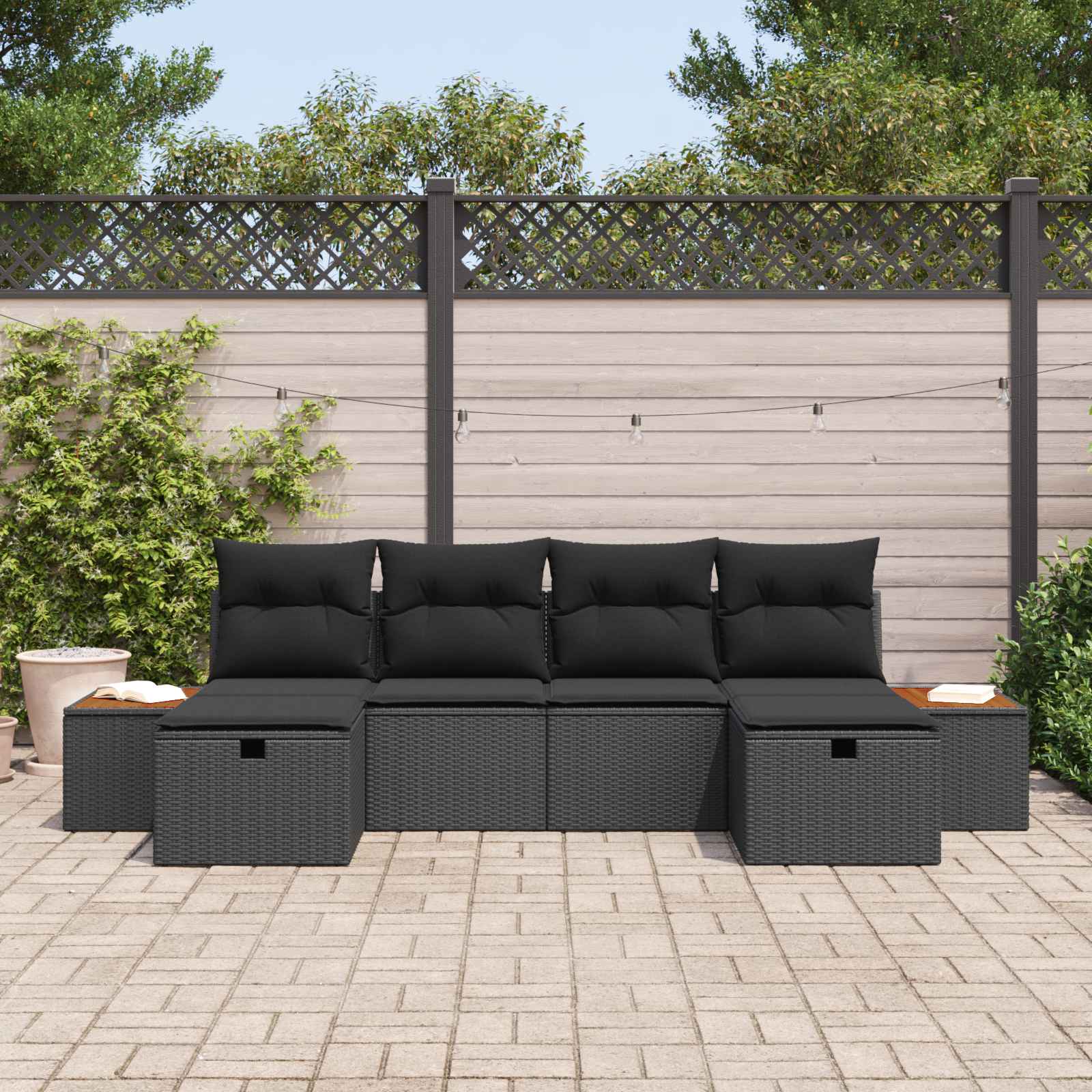 Set Divano da Giardino 6 pz Nero polyrattan | homemem39