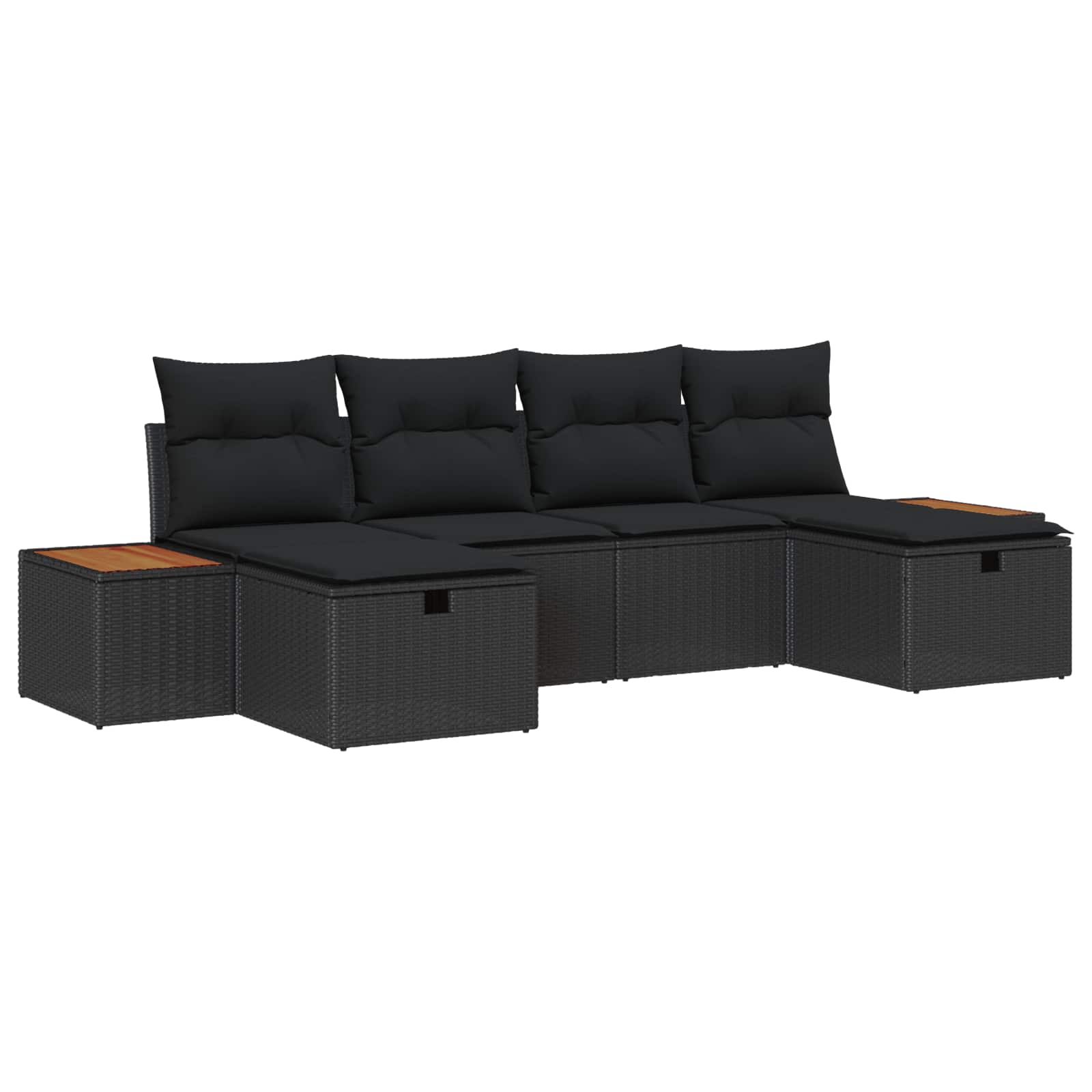 Set Divano da Giardino 6 pz Nero polyrattan | homemem39