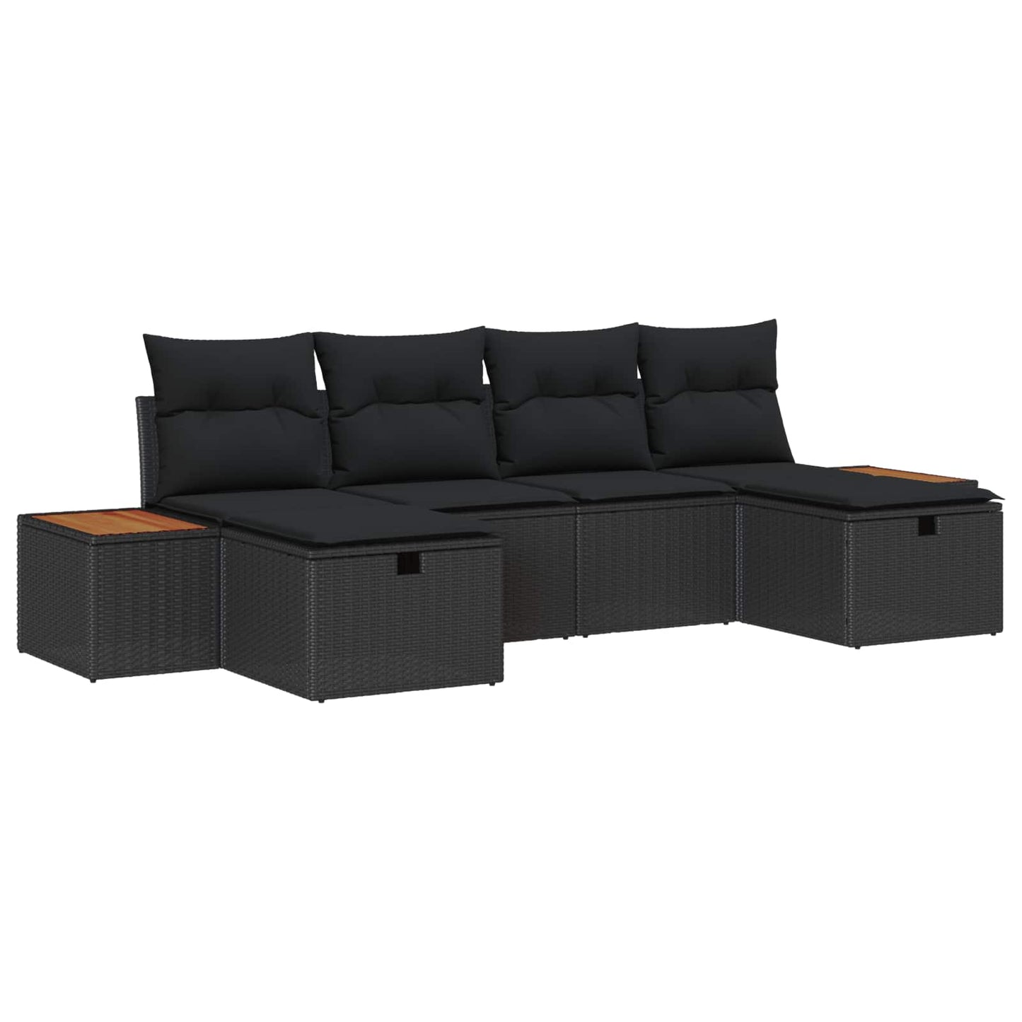 Set Divano da Giardino 6 pz Nero polyrattan | homemem39