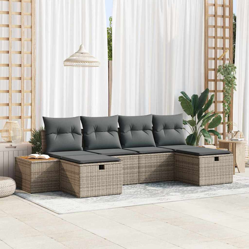 Set Divano da Giardino 6 pz Grigio polyrattan | homemem39