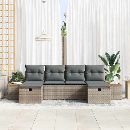 Set Divano da Giardino 6 pz Grigio polyrattan | homemem39