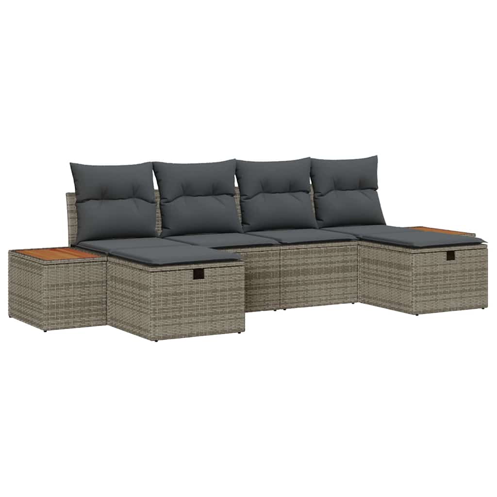 Set Divano da Giardino 6 pz Grigio polyrattan | homemem39