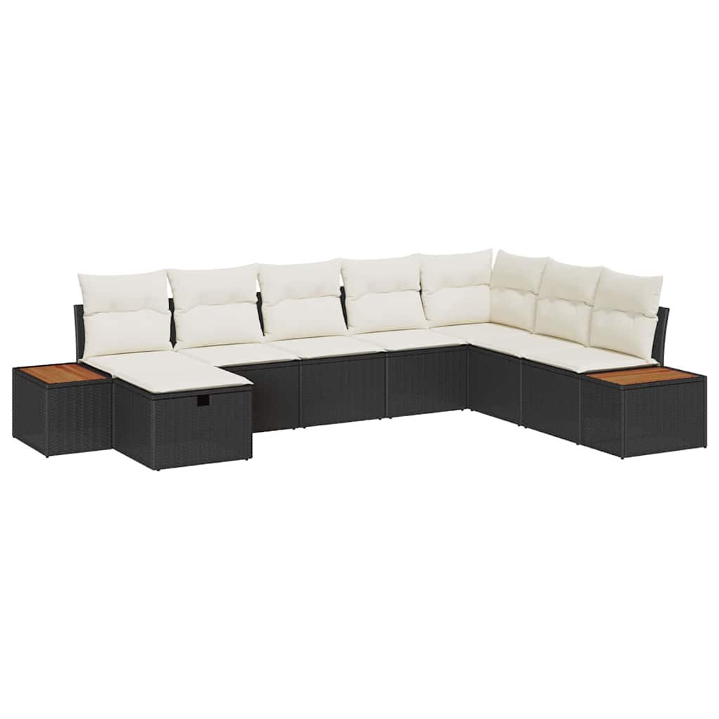 Set Divano da Giardino con cuscino Nero polyrattan | homemem39