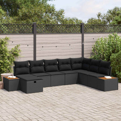 Set Divano da Giardino con cuscino Nero polyrattan | homemem39