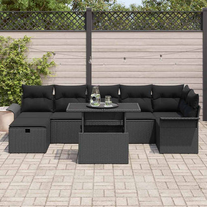 Set Divano da Giardino 8 pz Nero polyrattan | homemem39