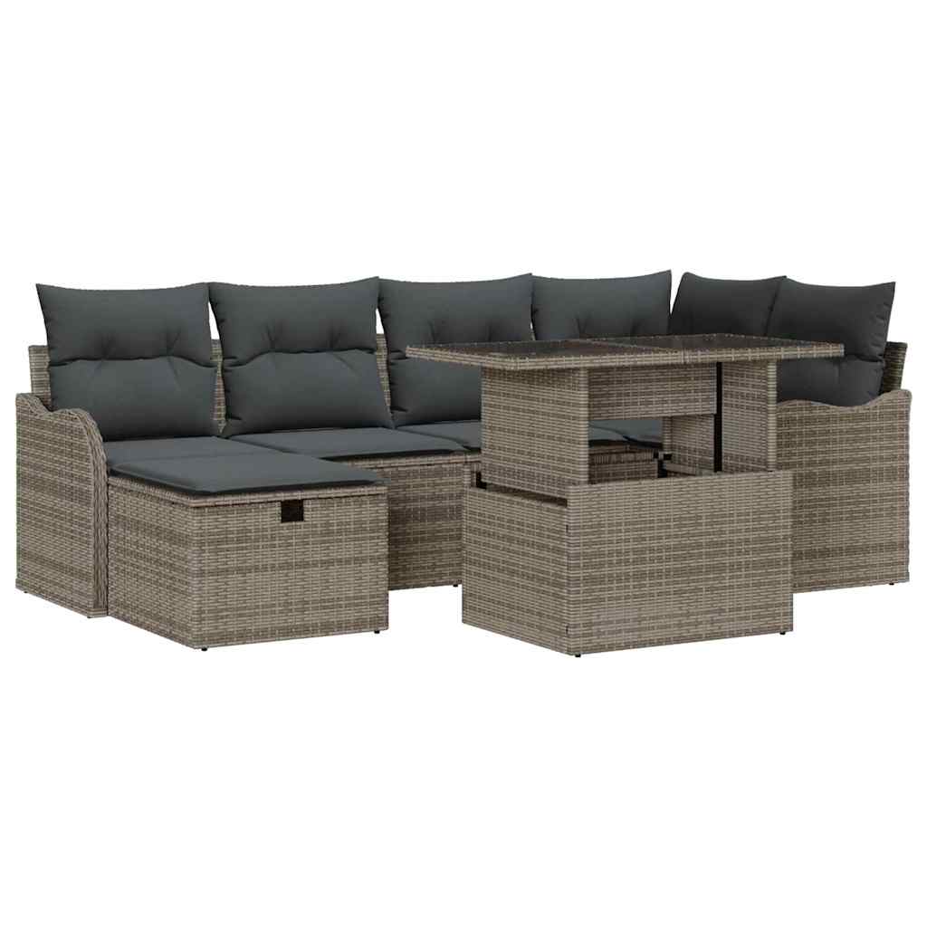 Set Divano da Giardino 7 pz Grigio polyrattan | homemem39