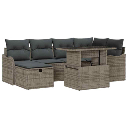 Set Divano da Giardino 7 pz Grigio polyrattan | homemem39