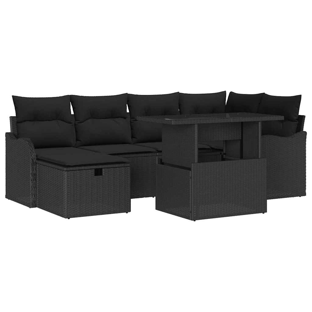 Set Divano da Giardino 7 pz Nero polyrattan | homemem39