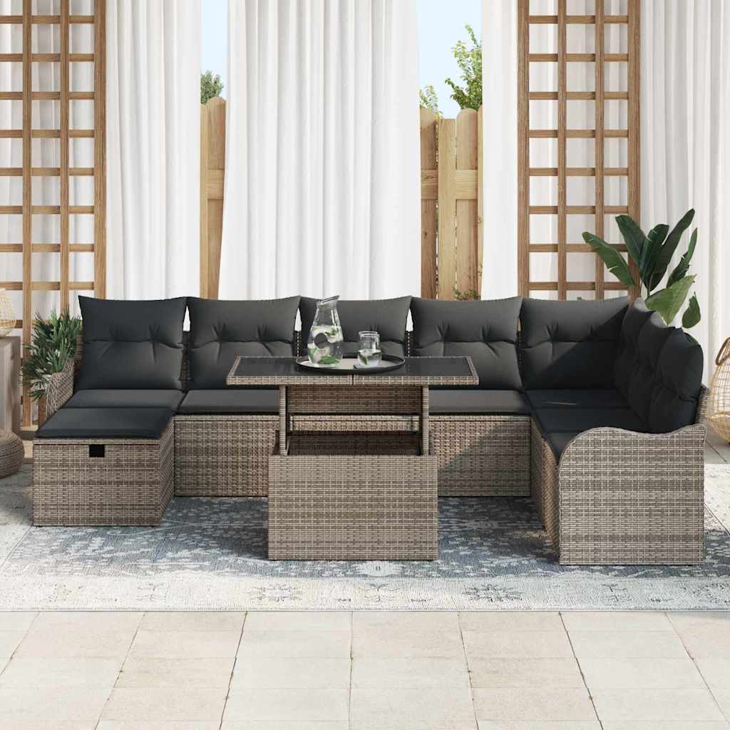 Set Divano da Giardino 9 pz Grigio polyrattan | homemem39