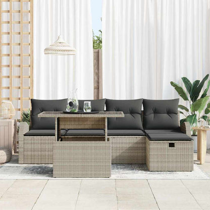 Set Divano da Giardino 6 pcs Grigio chiaro Poly Rattan - homemem39