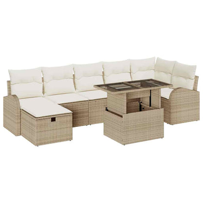 Set Divano da Giardino con cuscino 8 pcs Beige Poly Rattan - homemem39