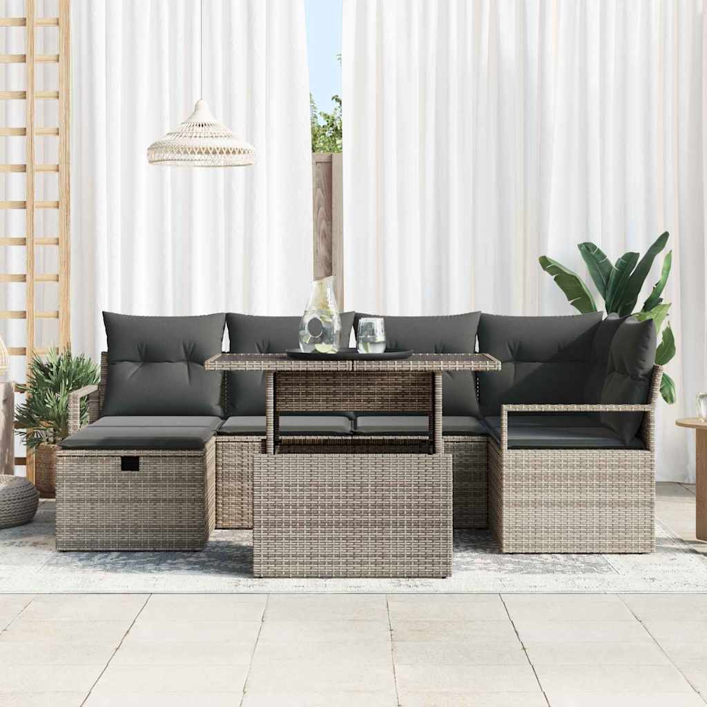 Set Divano da Giardino 7 pz Grigio polyrattan | homemem39