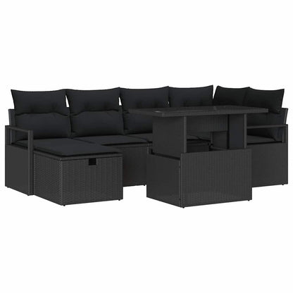 Set Divano da Giardino 7 pz Nero polyrattan | homemem39