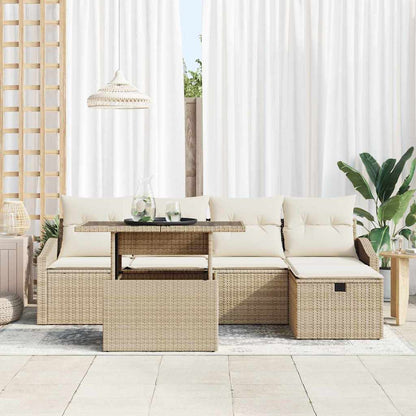 Set Divano da Giardino 6 pcs Beige polyrattan
