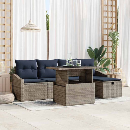 Set Divano da Giardino con cuscino 6 pcs Grigio polyrattan | homemem39