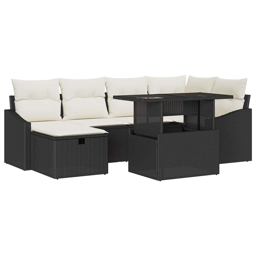 Set Divano da Giardino 7 pcs Nero polyrattan - homemem39