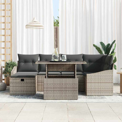 Set Divano da Giardino 7 pz Grigio polyrattan | homemem39