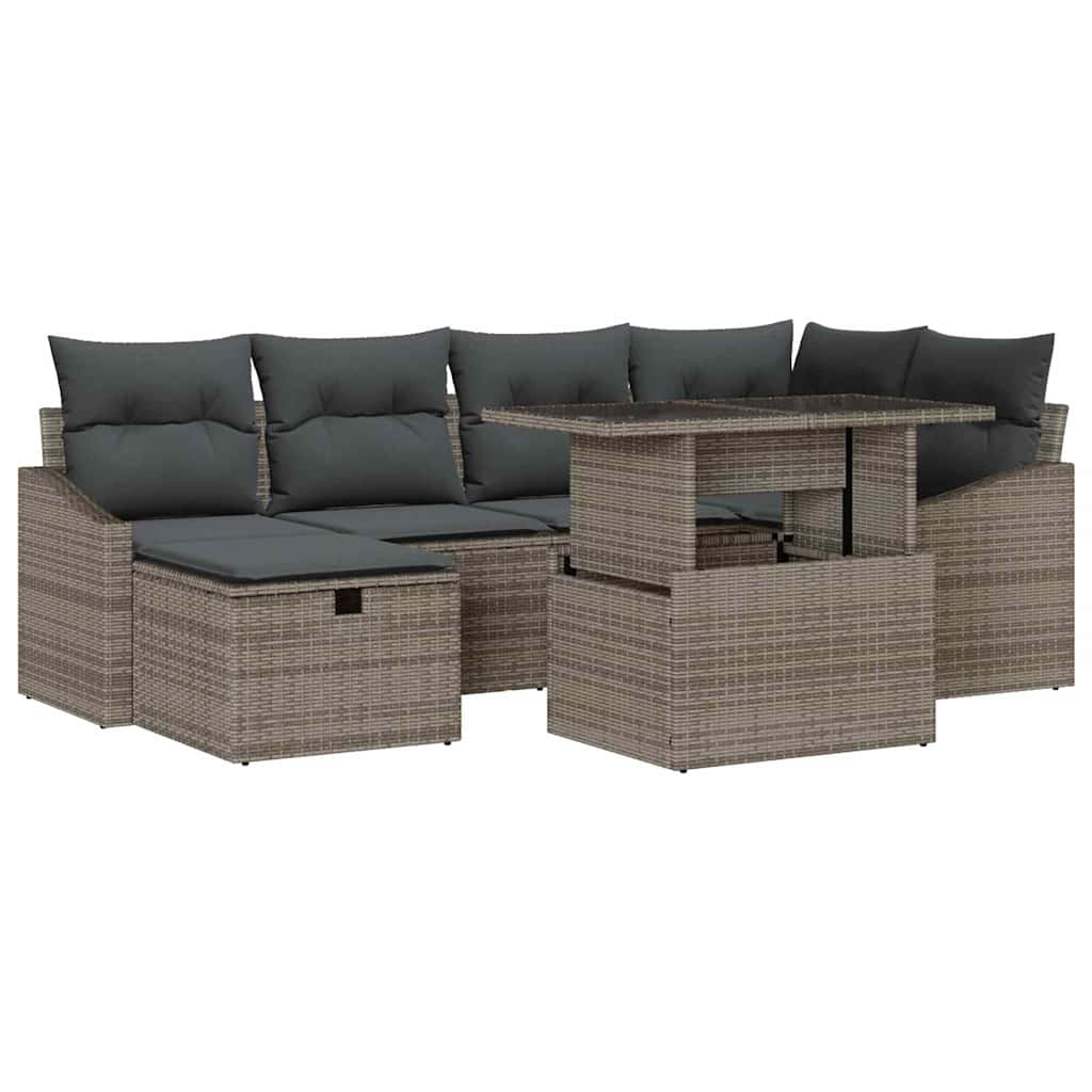 Set Divano da Giardino 7 pz Grigio polyrattan | homemem39