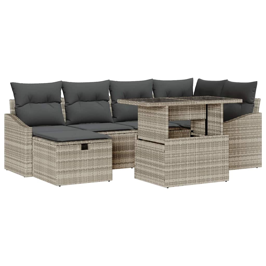 Set Divano da Giardino 7 pcs Grigio chiaro polyrattan - homemem39