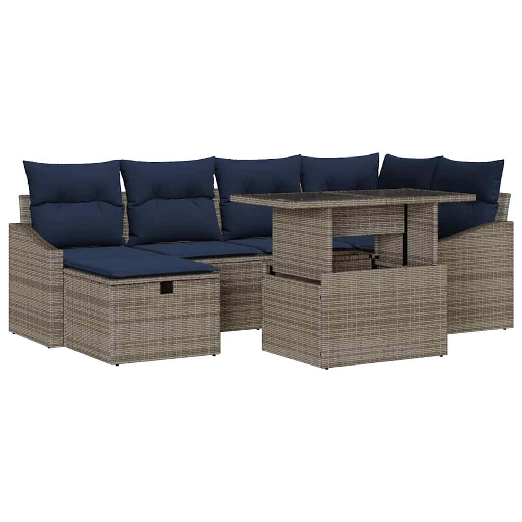 Set Divano da Giardino 7 pcs Grigio polyrattan | homemem39