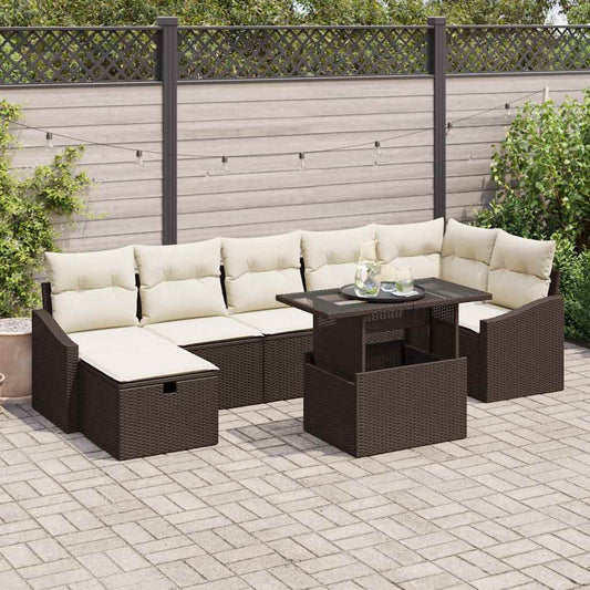 Set Divano da Giardino 8 pcs Marrone polyrattan - homemem39