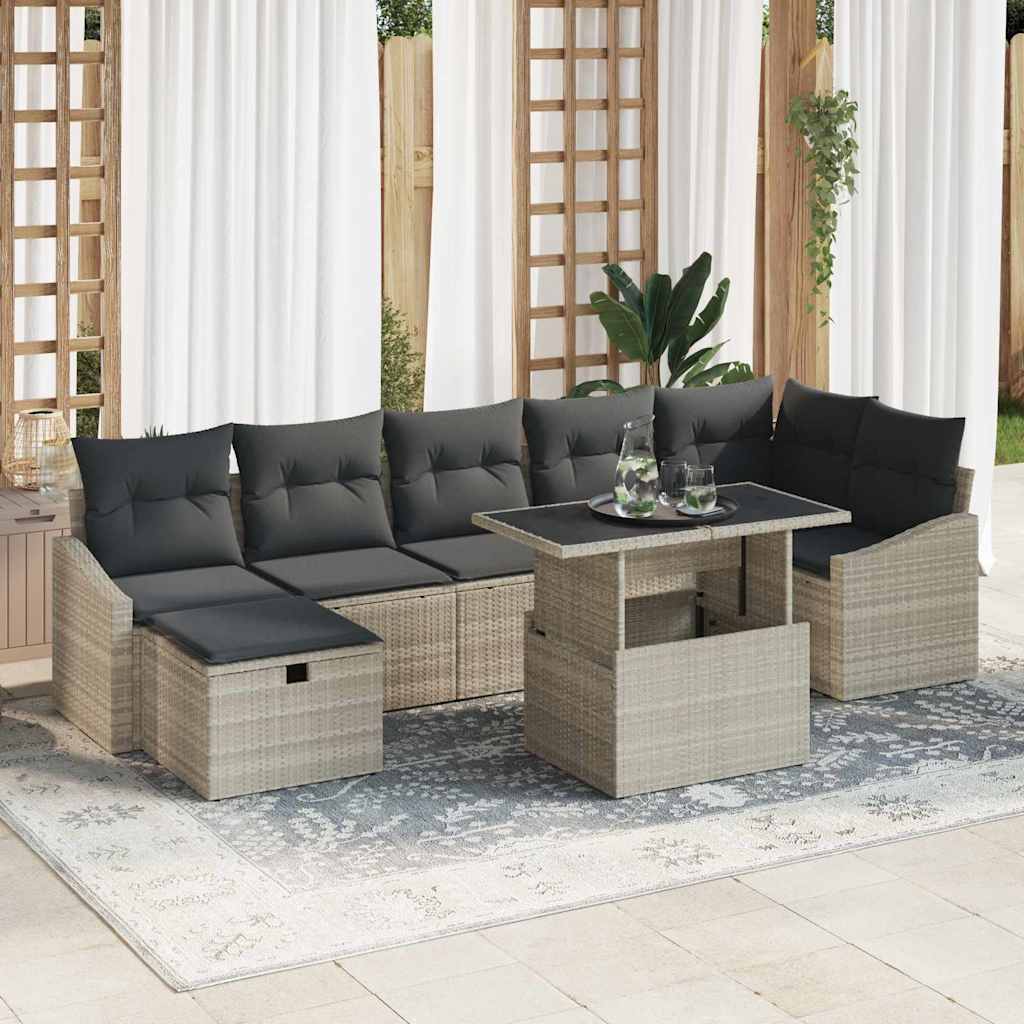 Set Divano da Giardino 8 pcs Grigio chiaro polyrattan - homemem39