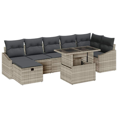 Set Divano da Giardino 8 pcs Grigio chiaro polyrattan - homemem39