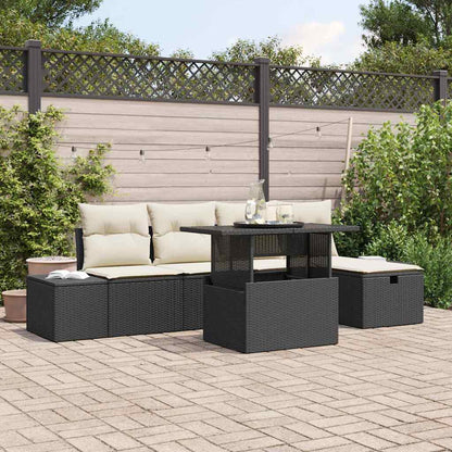 Set Divano da Giardino 6 pcs Nero polyrattan - homemem39