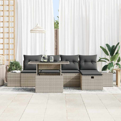 Set Divano da Giardino 6 pcs Grigio chiaro polyrattan - homemem39