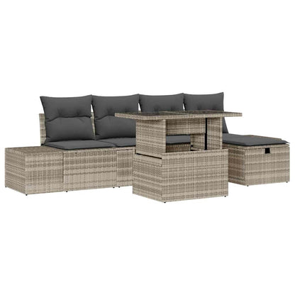 Set Divano da Giardino 6 pcs Grigio chiaro polyrattan - homemem39