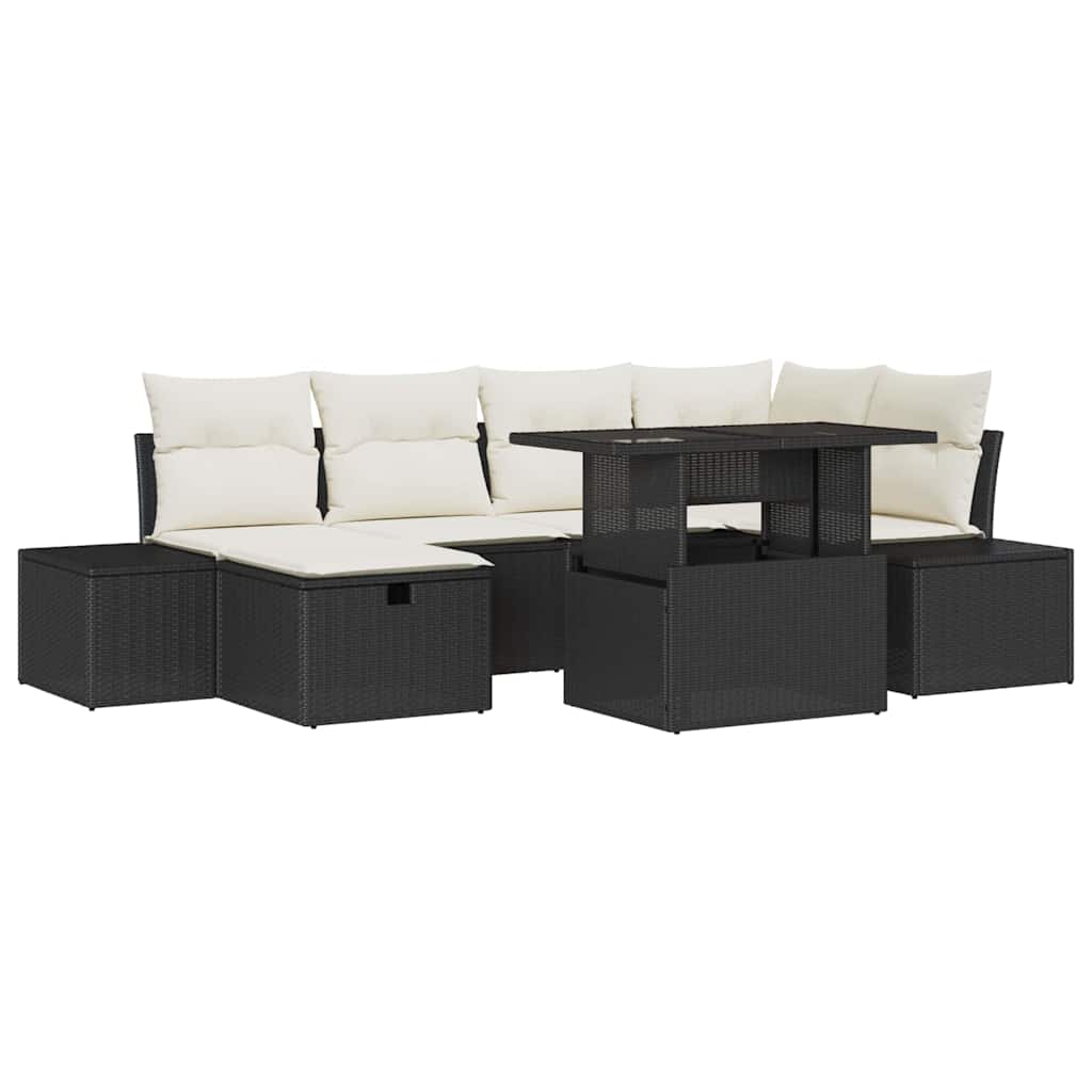 Set Divano da Giardino 7 pcs Nero polyrattan - homemem39