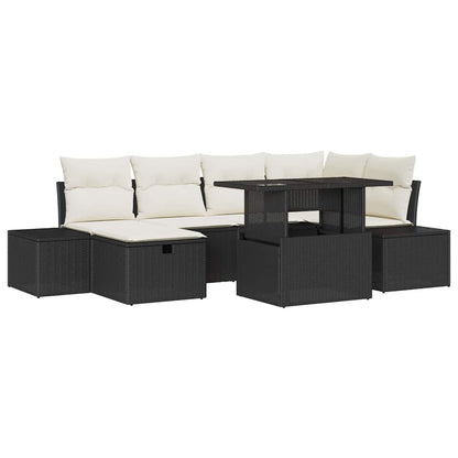 Set Divano da Giardino 7 pcs Nero polyrattan - homemem39