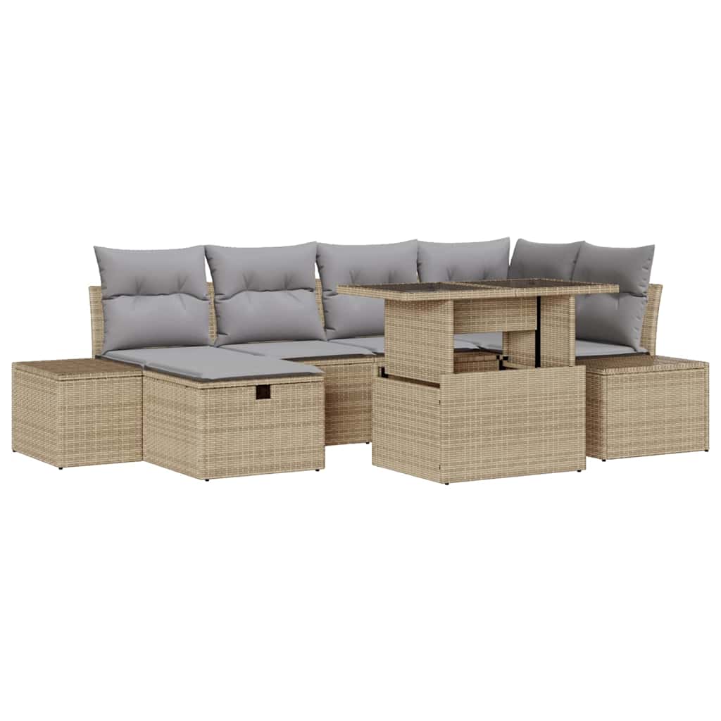 Set Divano da Giardino 7 pcs Beige polyrattan - homemem39