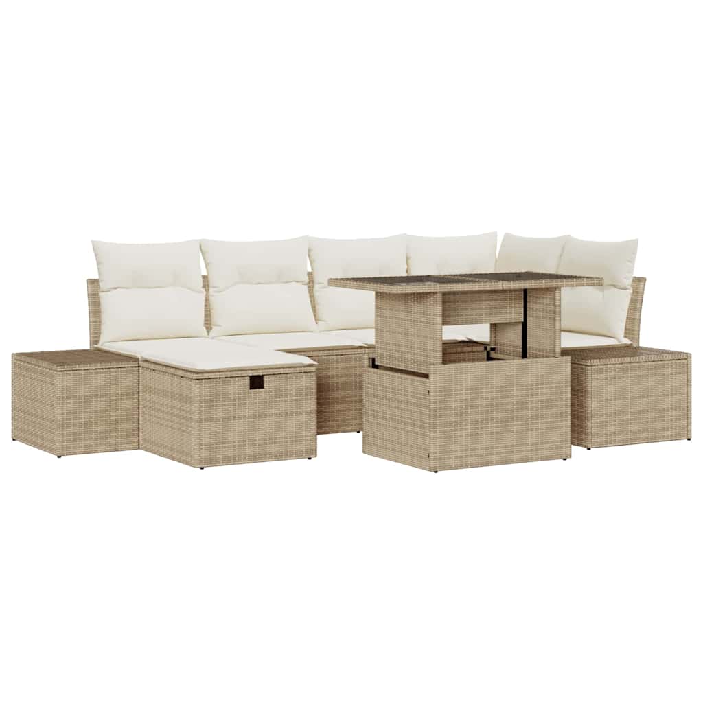 Set Divano da Giardino 7 pcs Beige polyrattan - homemem39