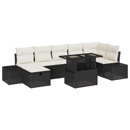 Set Divano da Giardino 8 pcs Nero polyrattan - homemem39