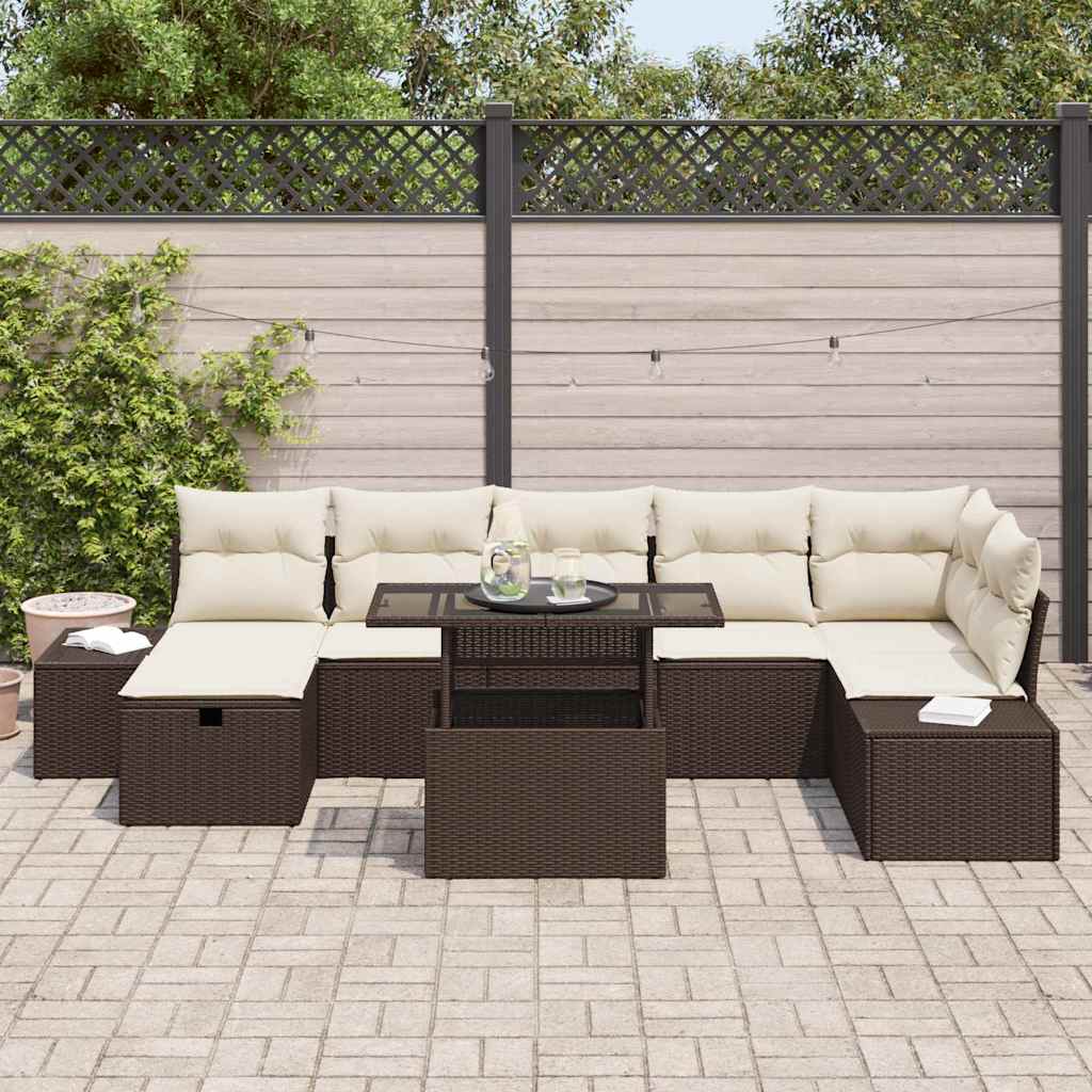Set Divano da Giardino 8 pcs Marrone polyrattan - homemem39