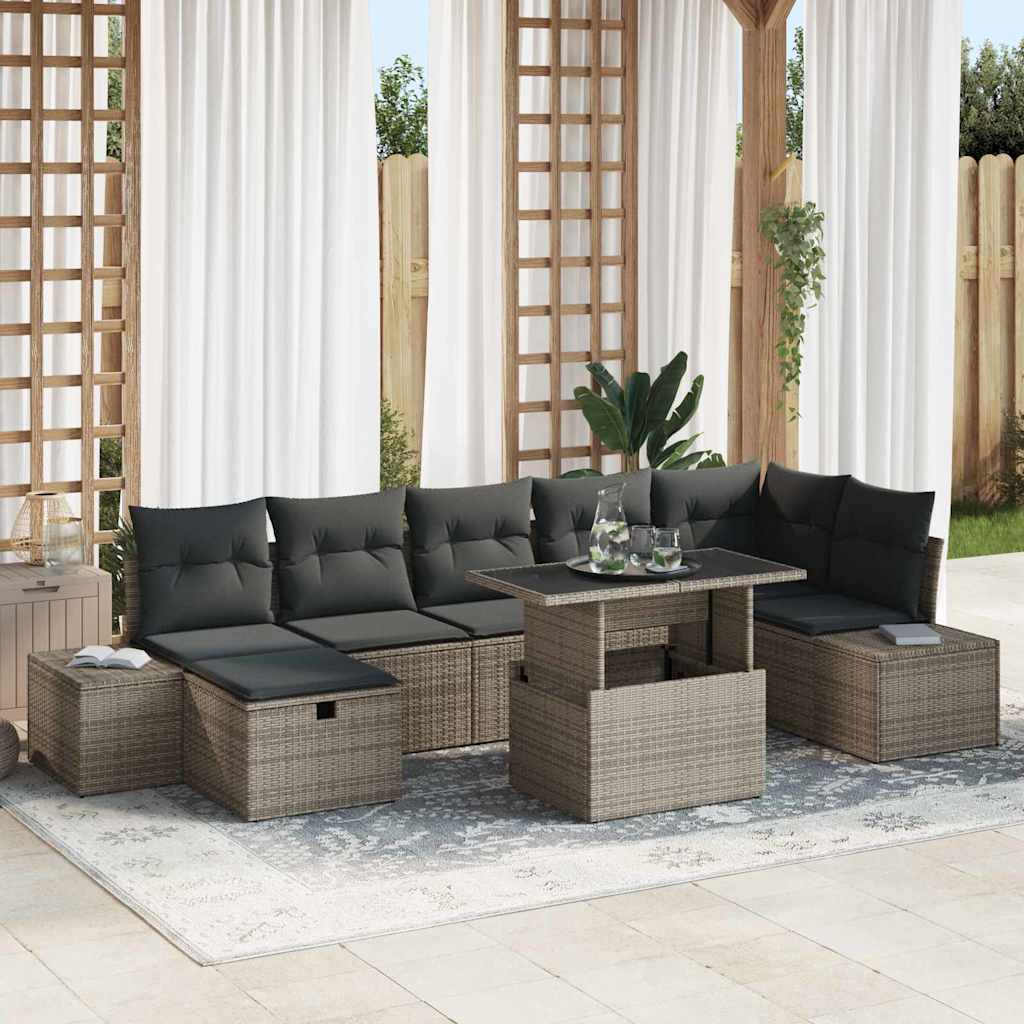 Set Divano da Giardino 8 pz Grigio polyrattan | homemem39